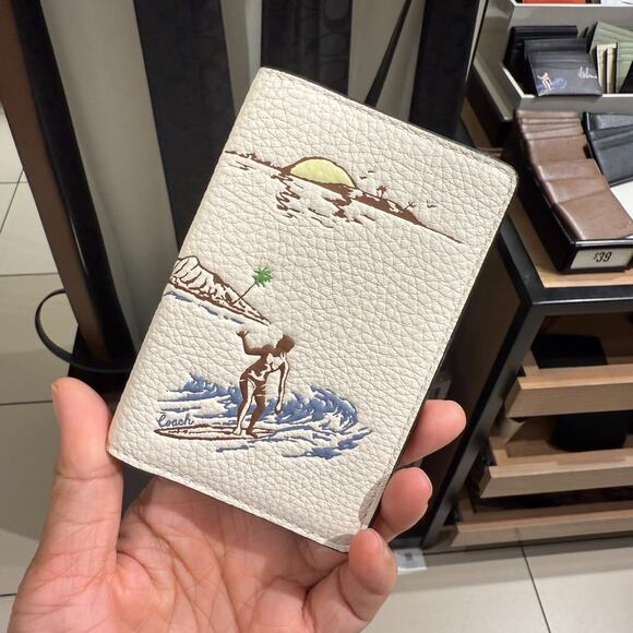 Coach Outlet ID Card Wallet Surf Print CBJ94, Chalk Multi - Picture 1 of 6